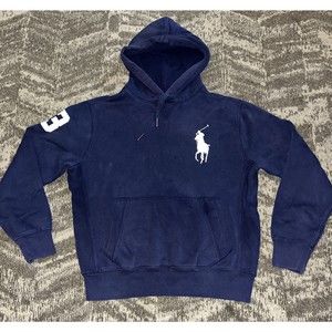 Mens Polo Ralph Lauren Hoodie Mens Medium Navy Big Pony 3 Thermal Hood